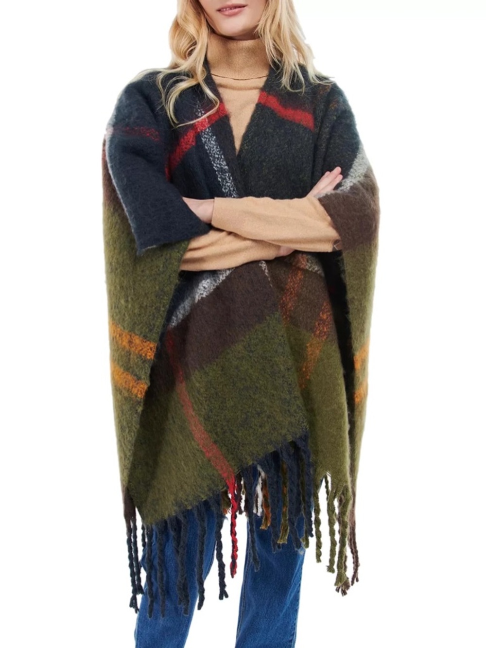 Unworn Barbour Isla Boucle Serape in Tartan Multi - Picture 2 of 9
